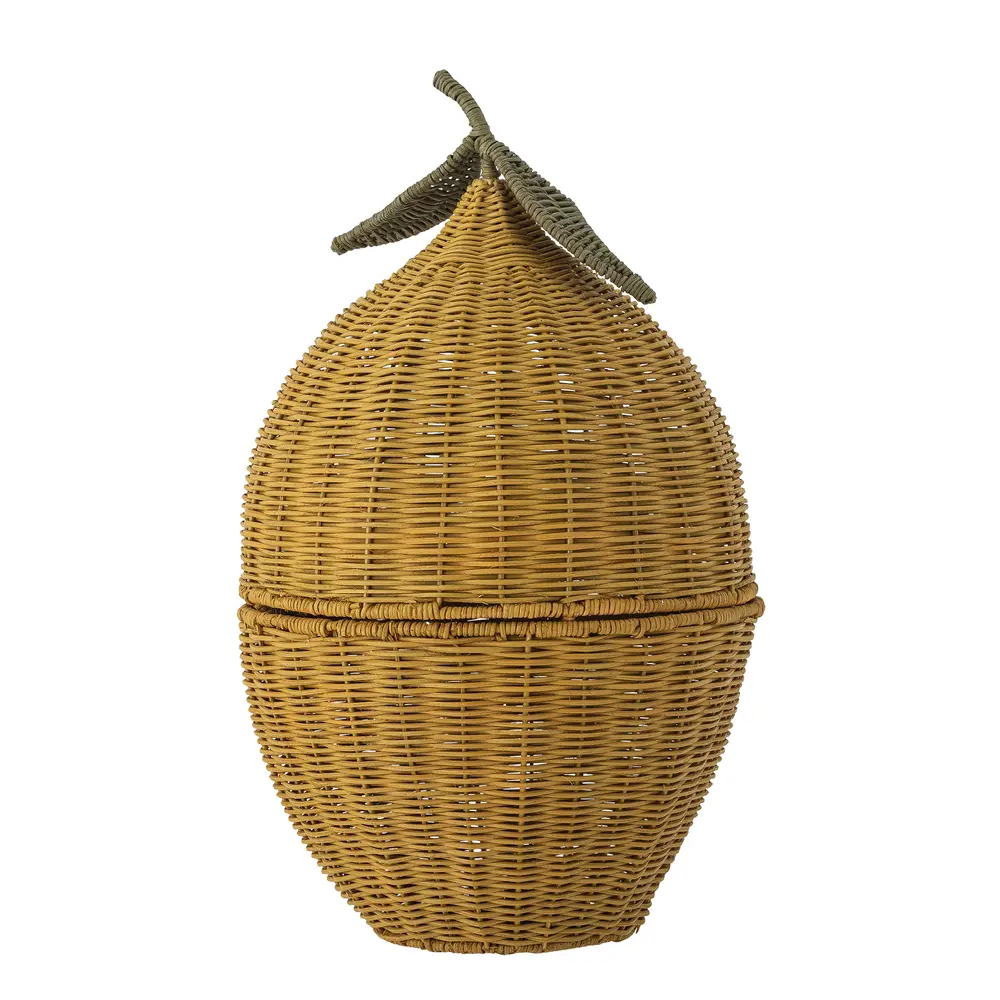 Sage Kurv M Låg, Gul, Rattan fra Bloomingvillemini