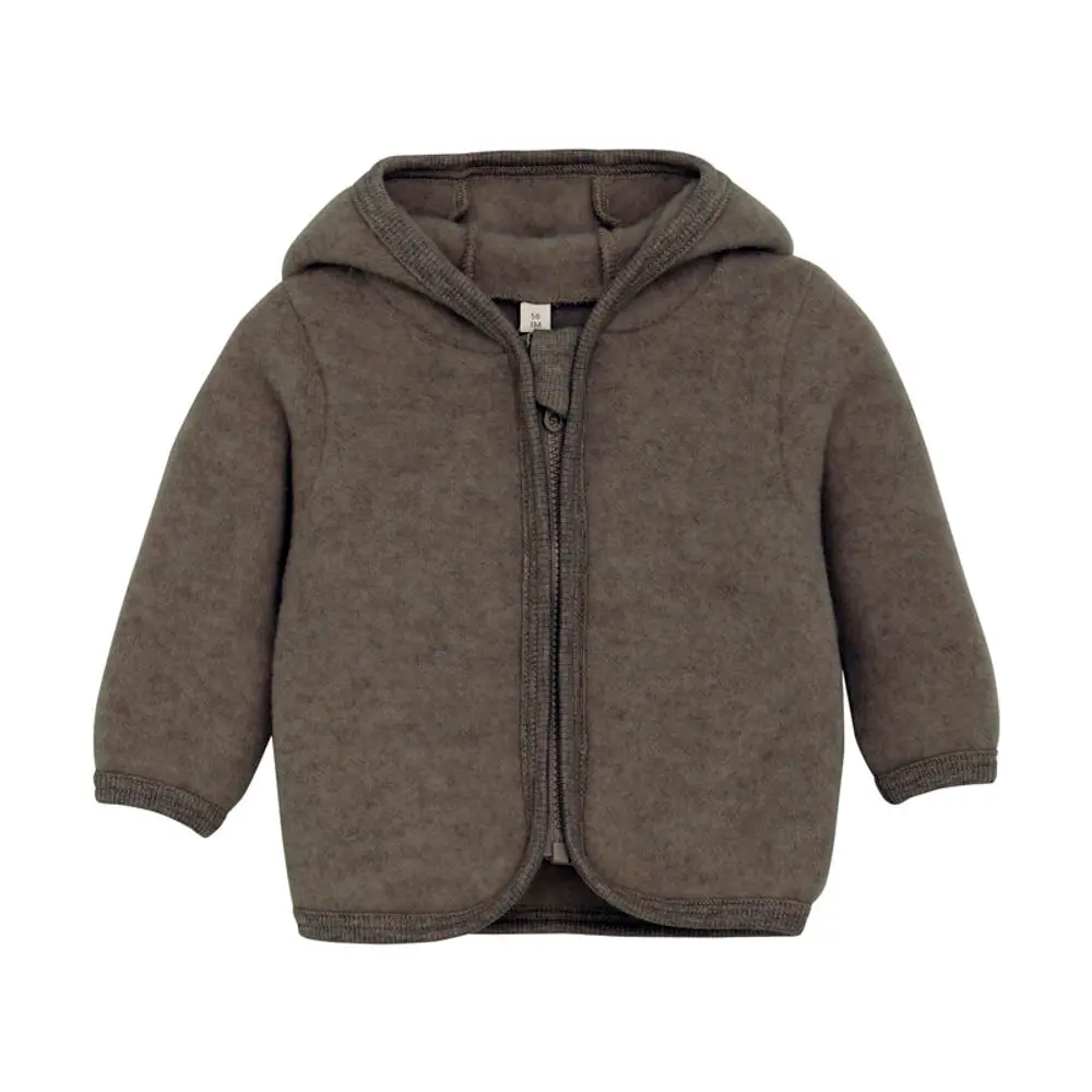 Cardigan M. ører Uld Fleece   Brown Melange   80 fra Huttelihut
