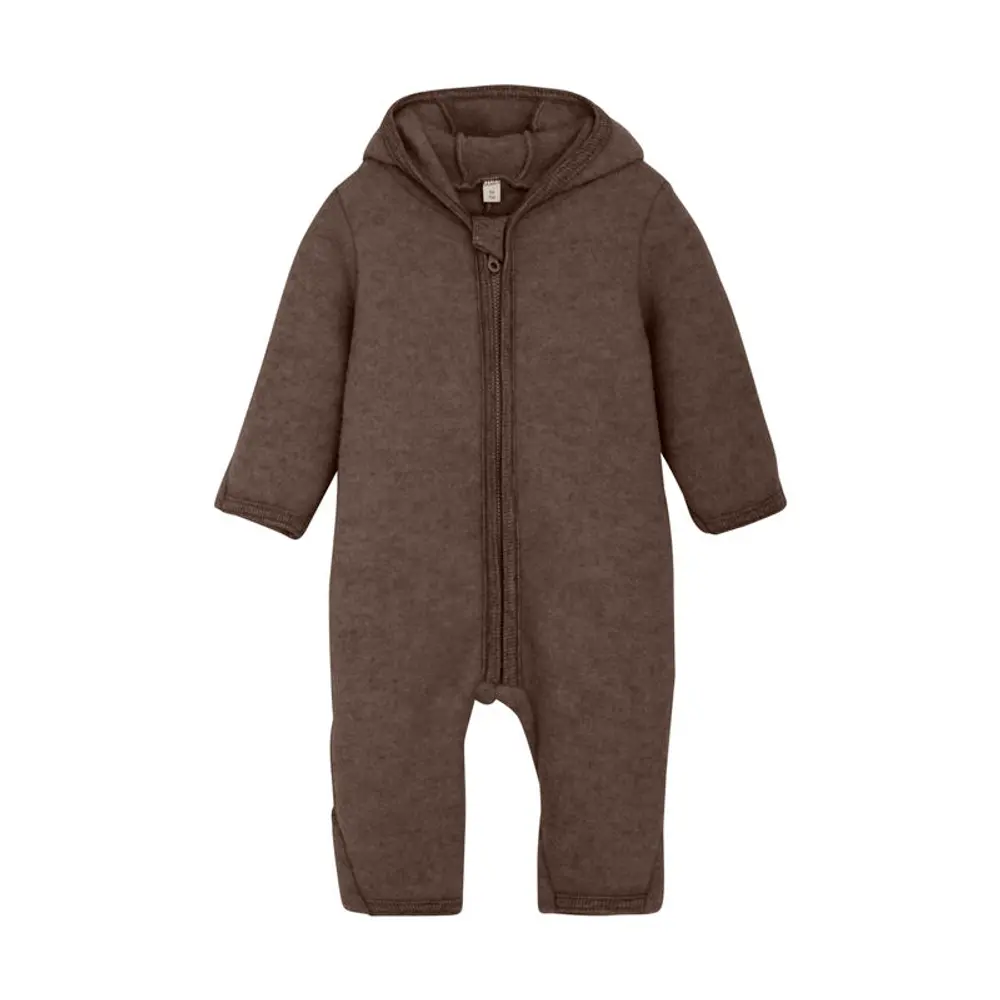 Køredragt M. ører Uld Fleece   Brown Melange   56 fra Huttelihut