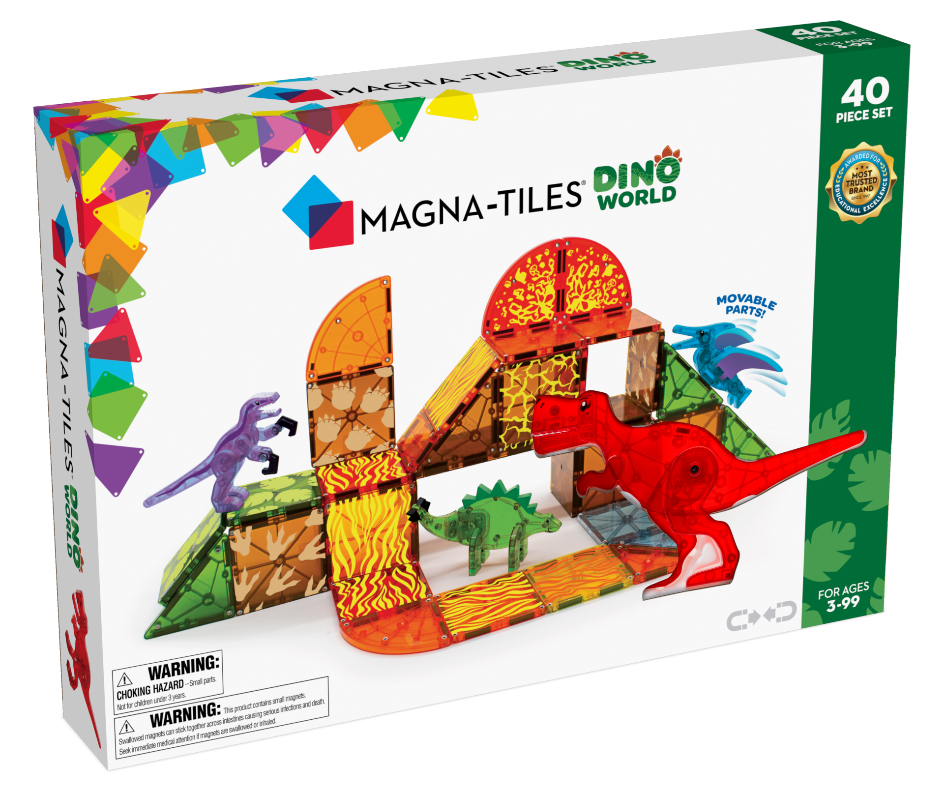 Magna Tiles Magnetisk Legetøj   Dino Verden   40 Dele fra Magna-tiles