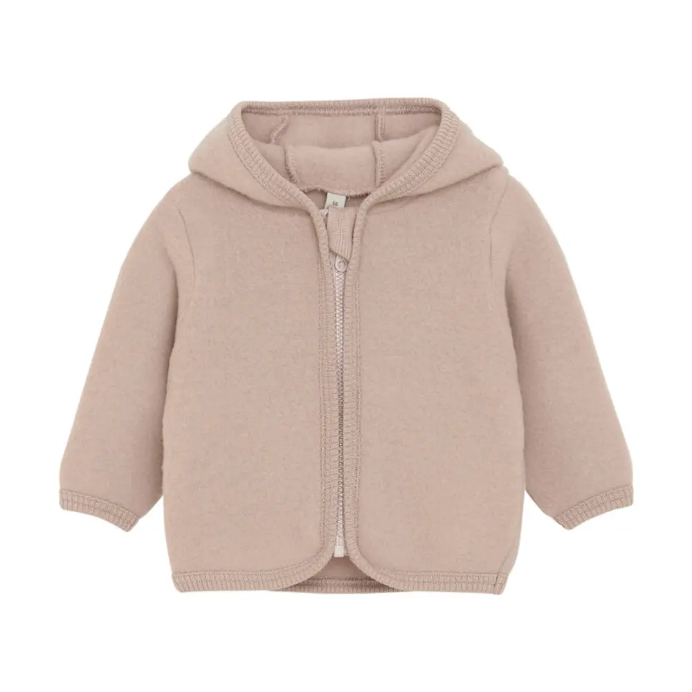 Cardigan M. ører Uld Fleece   Mahogany Rose   80 fra Huttelihut
